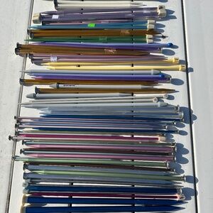 Huge lot of knitting needles. 33 pairs. Mostly aluminum and larger